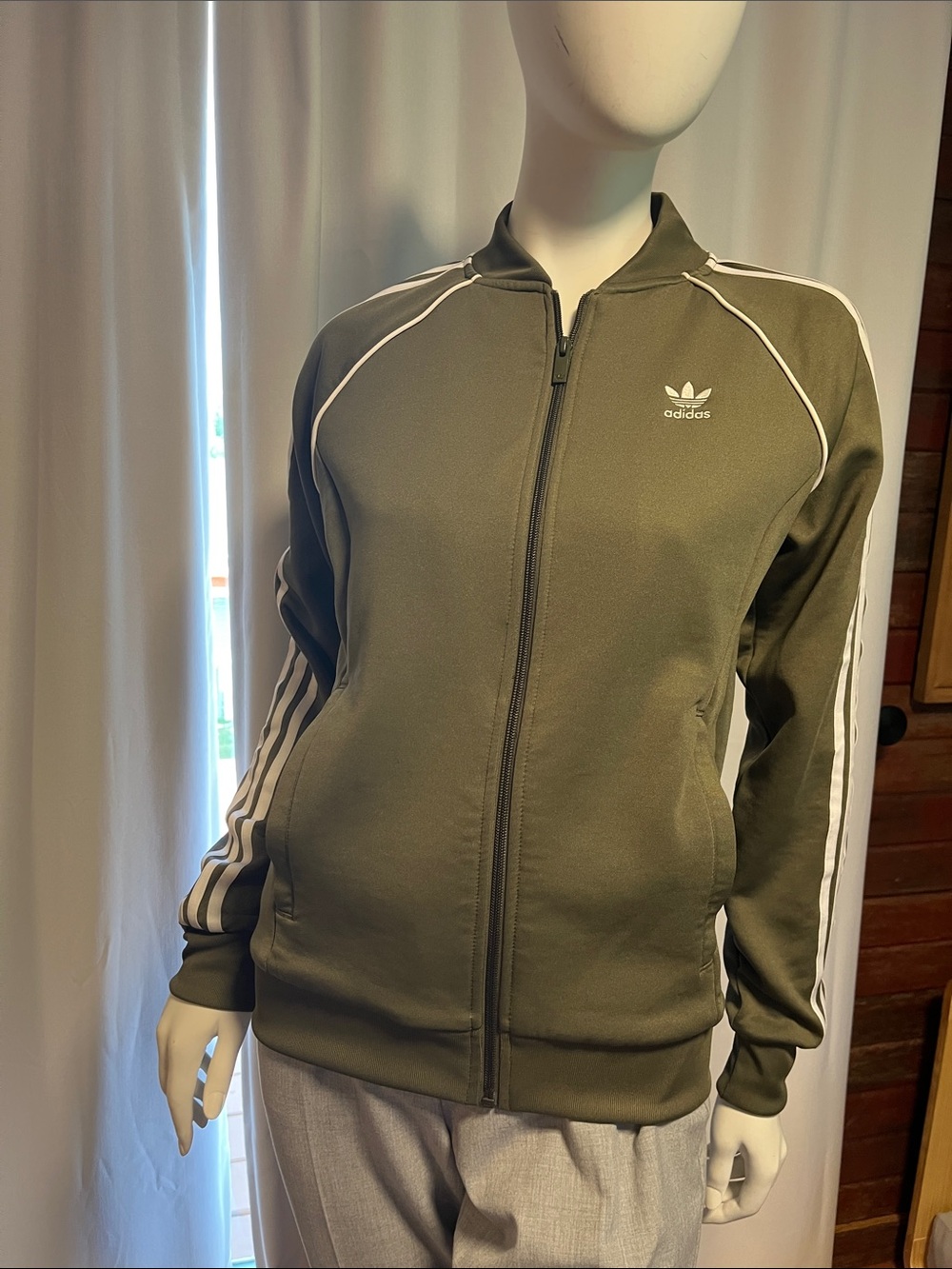 Classic Adidas Women's Olive Green Track Jacket